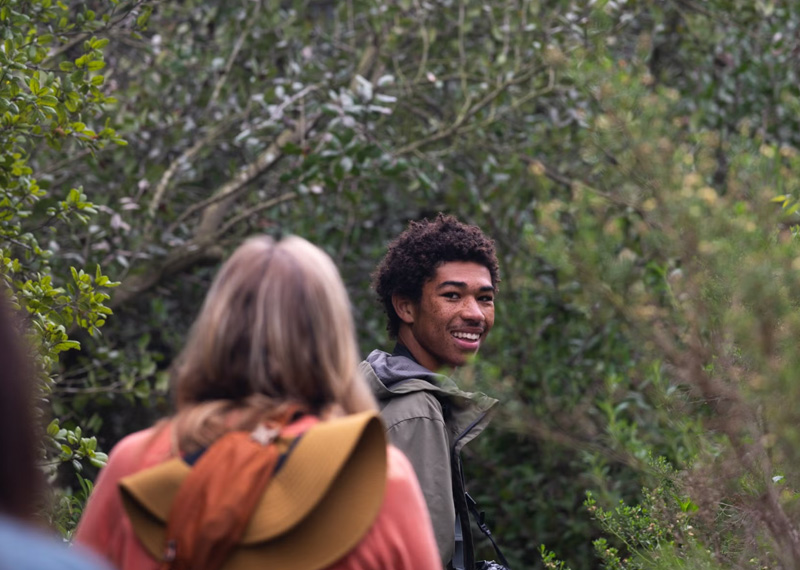 Preston Hinds leading a bird walk at Audubon Center at Debs Park.