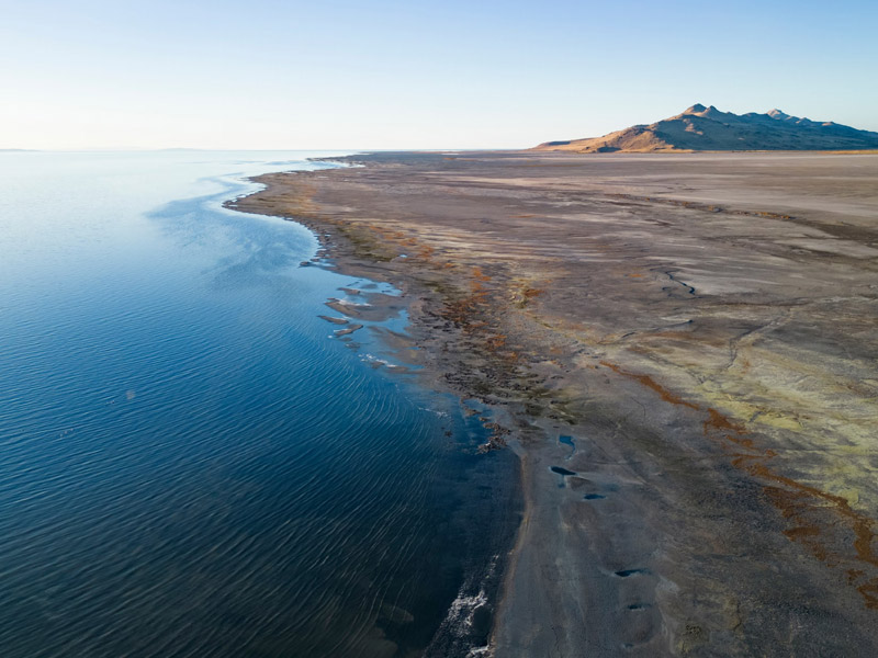 Aerial photo of Great Salt Lake.